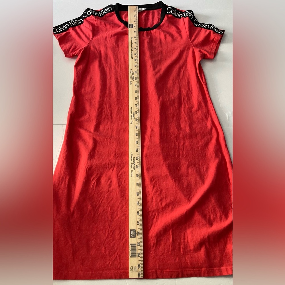 Calvin Klein SZ L Red T-Shirt Dress 95%cotton Super comfortable - Picture 9 of 10